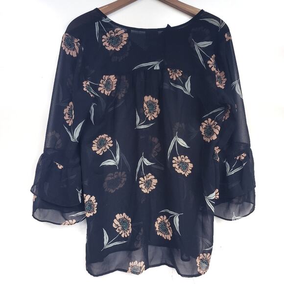 CAbi La Di Da Flare Sleeve Floral Sheer Button Down Blouse Small Cottagecore - Picture 5 of 7